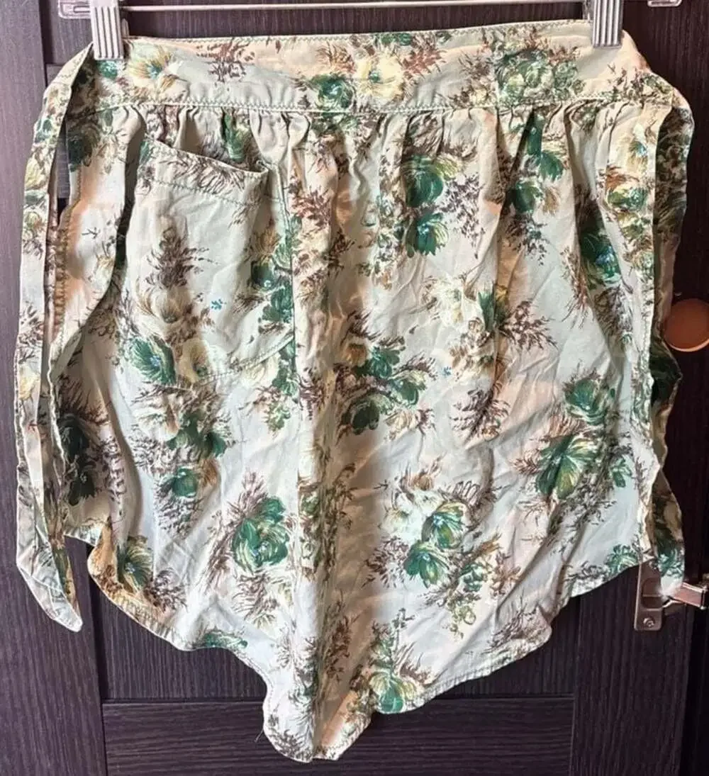 VINTAGE STYLE GREEN HALF APRON POCKET FLORAL Cottagecore Rockabilly